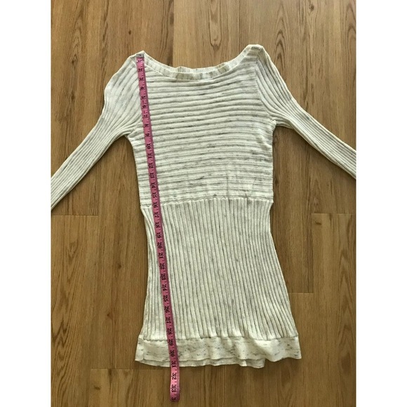 Anthropologie Moth Cream Gray Speckled Ribbed Sweater Dress - Size Small - Picture 7 of 9